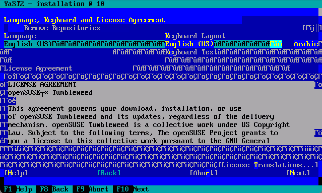 screenshot of opensuse netinstallserial port